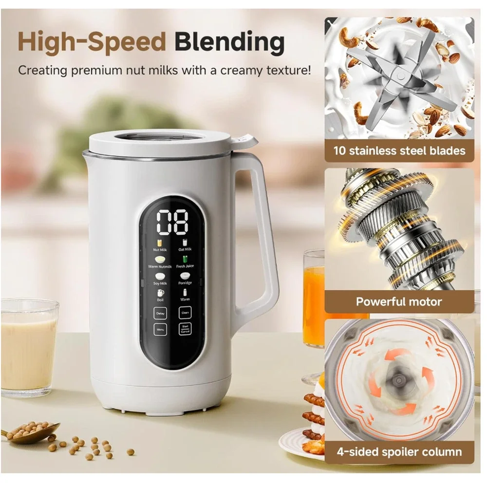 Amzchef 10 in 1 Nut Milk Maker Almond Oat Soy Fresh Juice Delay Timer Warmer NEW